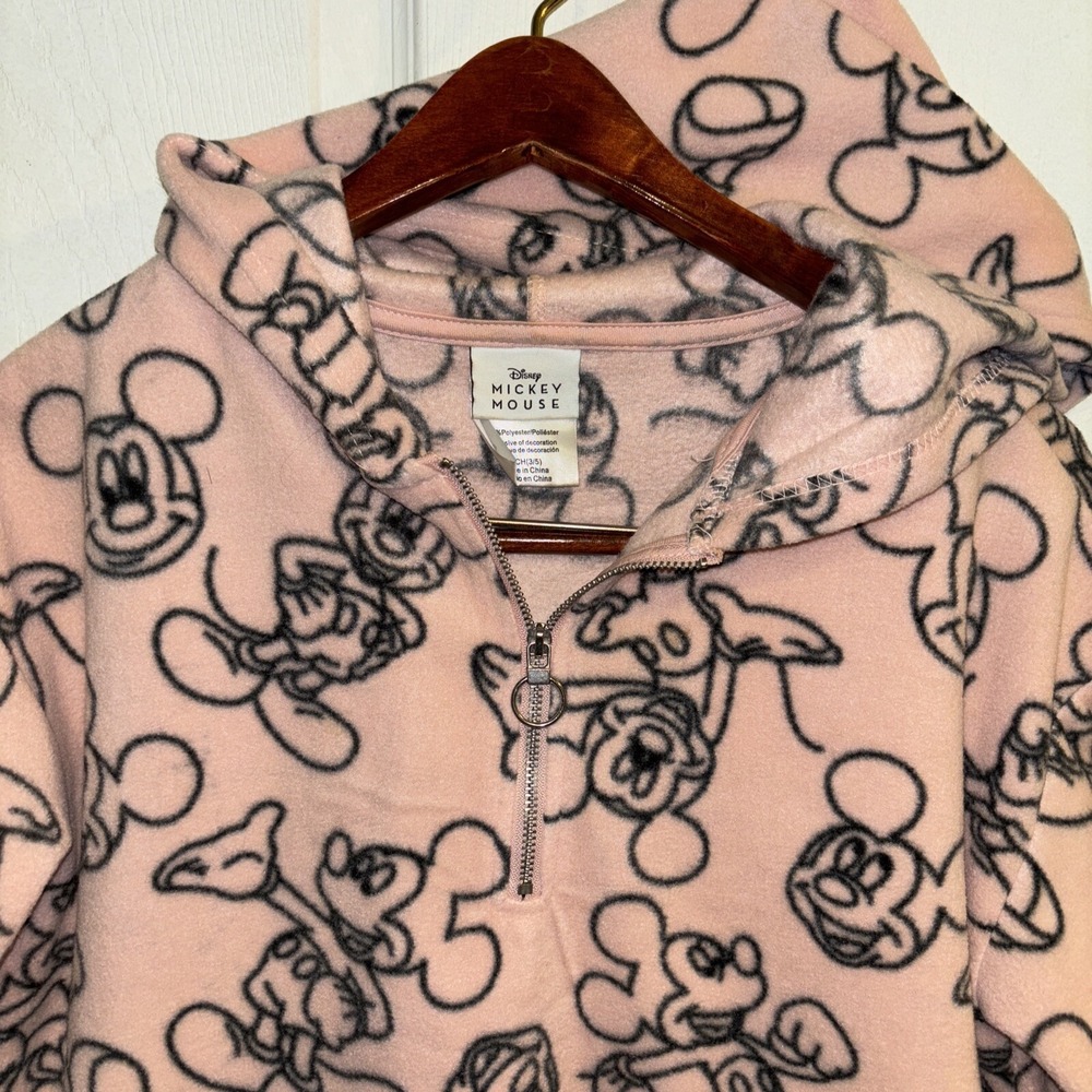 Disney Mickey Mouse 1/4 Zip  Fleece Hoodie Jacket Light Pink Size S/CH (3-5)